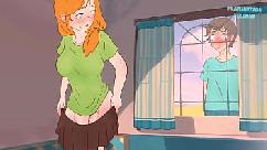 Steve espía a alex quitándose la falda vio su coño desnudo parodia de dibujos animados hentai de minecraft